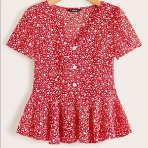 Red and white blouse